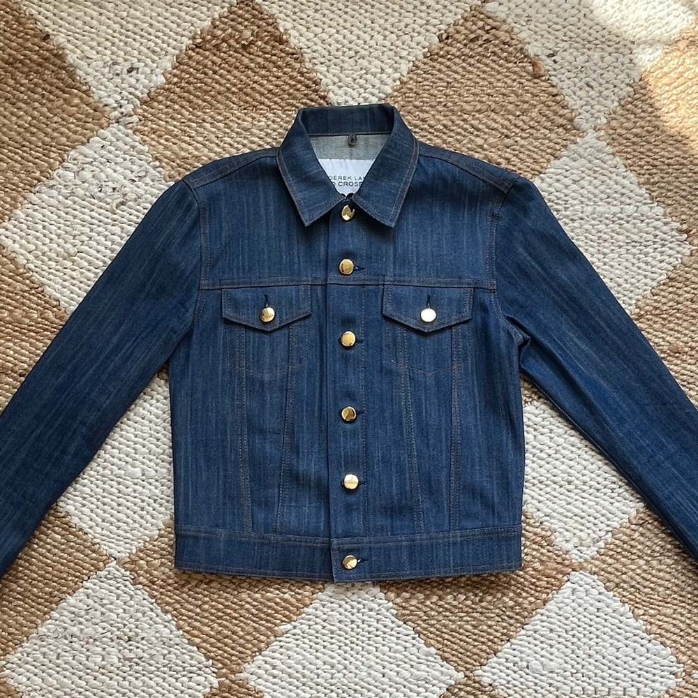 Derek Lam 10 Crosby Blue Denim Jacket with Removable Shearling Collar - Size 00 - Picture 10 of 16